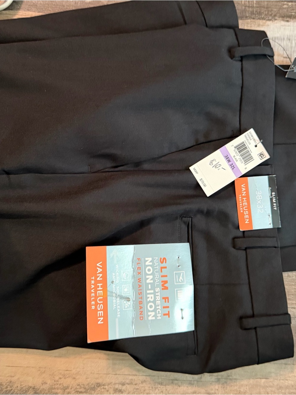 Van Heusen Black Slim Flat Front Men’s Pants